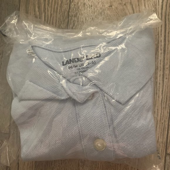 NWT LANDS' END‎ GIRLS LONG SLEEVE FEMININE FIT MESH POLO SHIRT BLUE MEDIUM - Picture 3 of 4